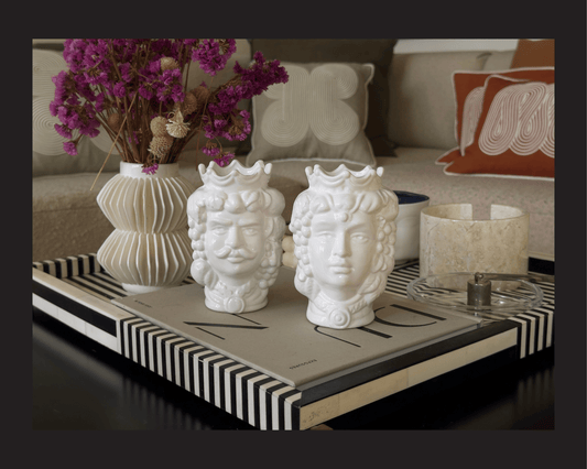 Sicilian Moor Head Vase — Black (Pair, 5.5 in)