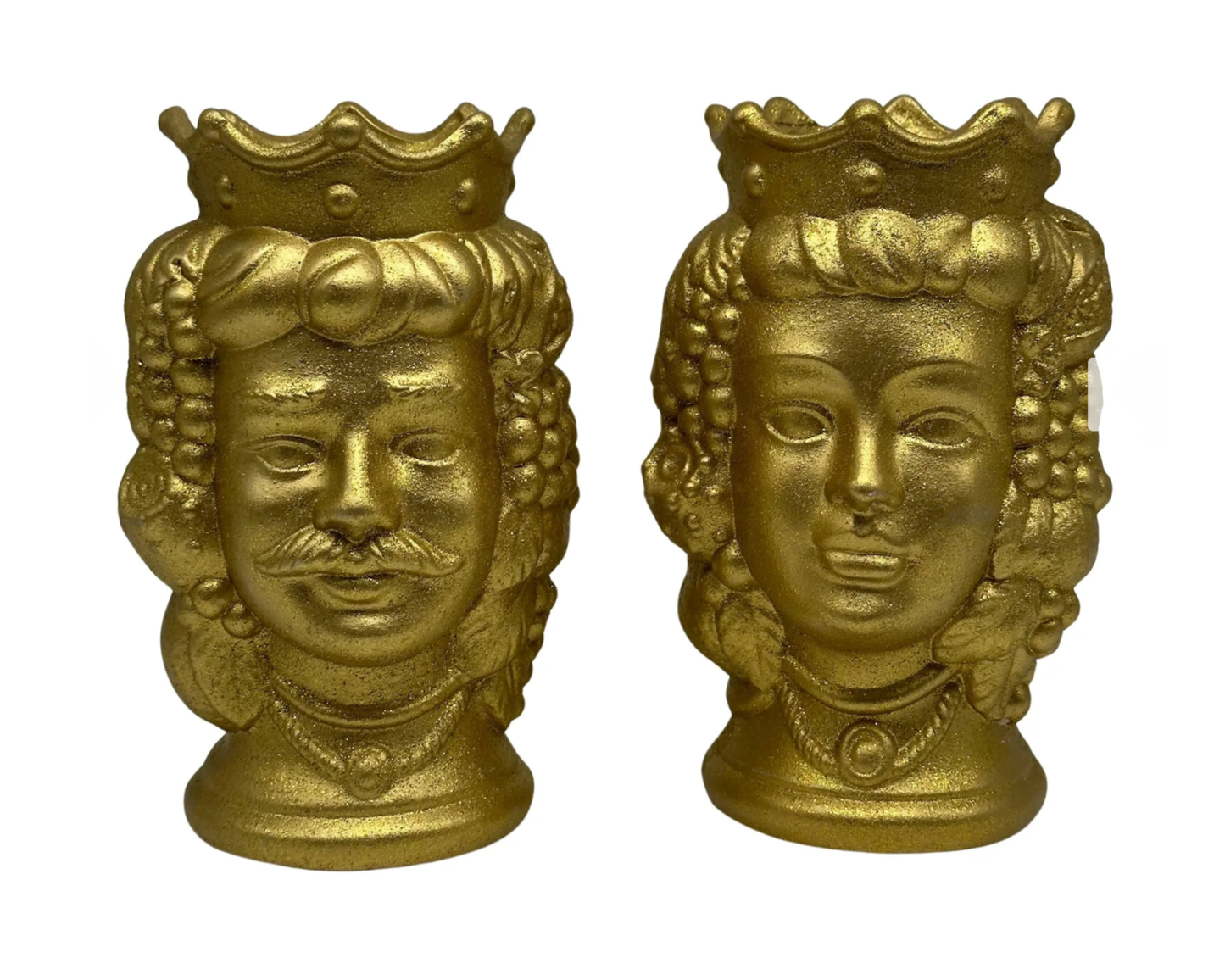 Large Sicilian Moor Heads (Pair) | Matte Gold | Handmade in Italy