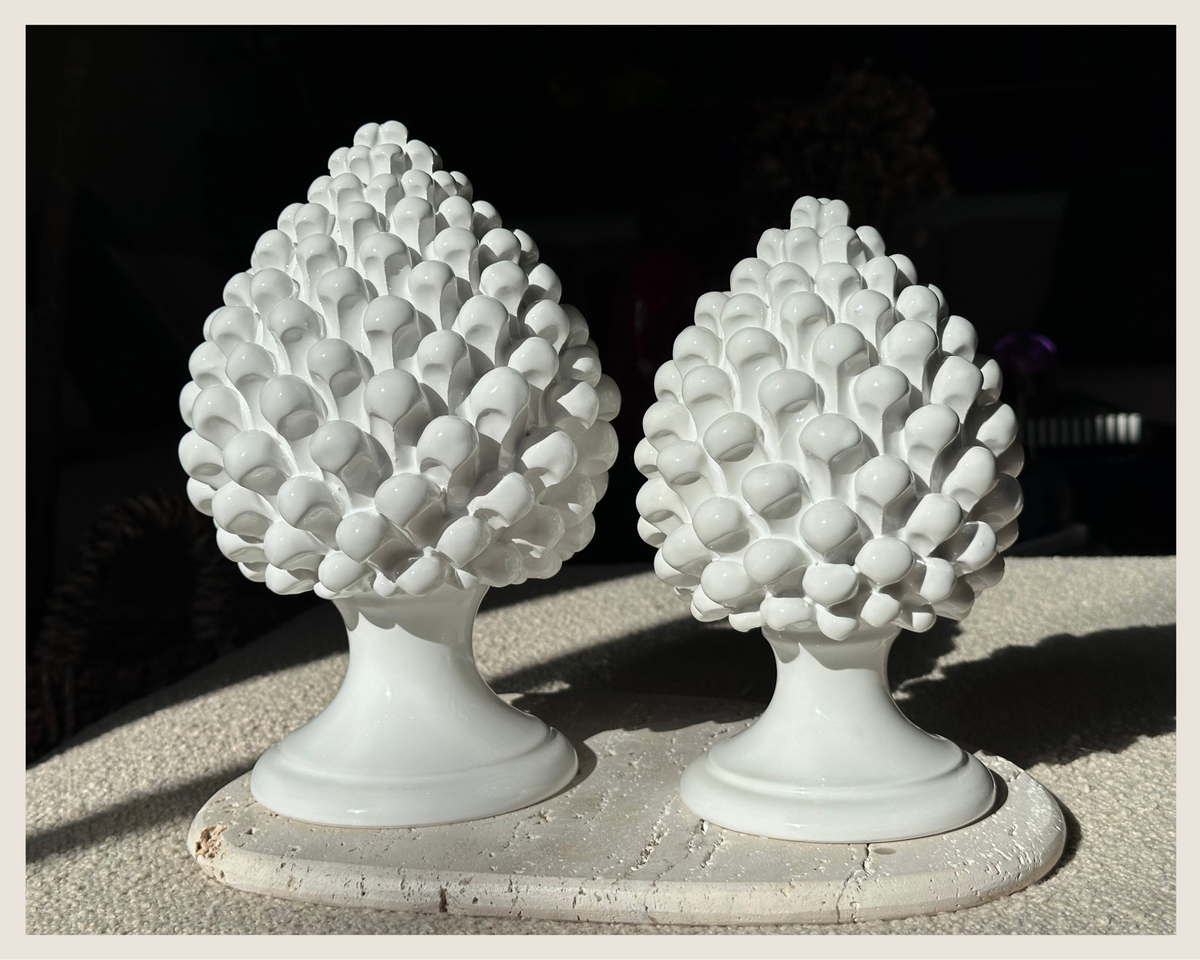 Large Sicilian Pine Cone — White (9.8 in)