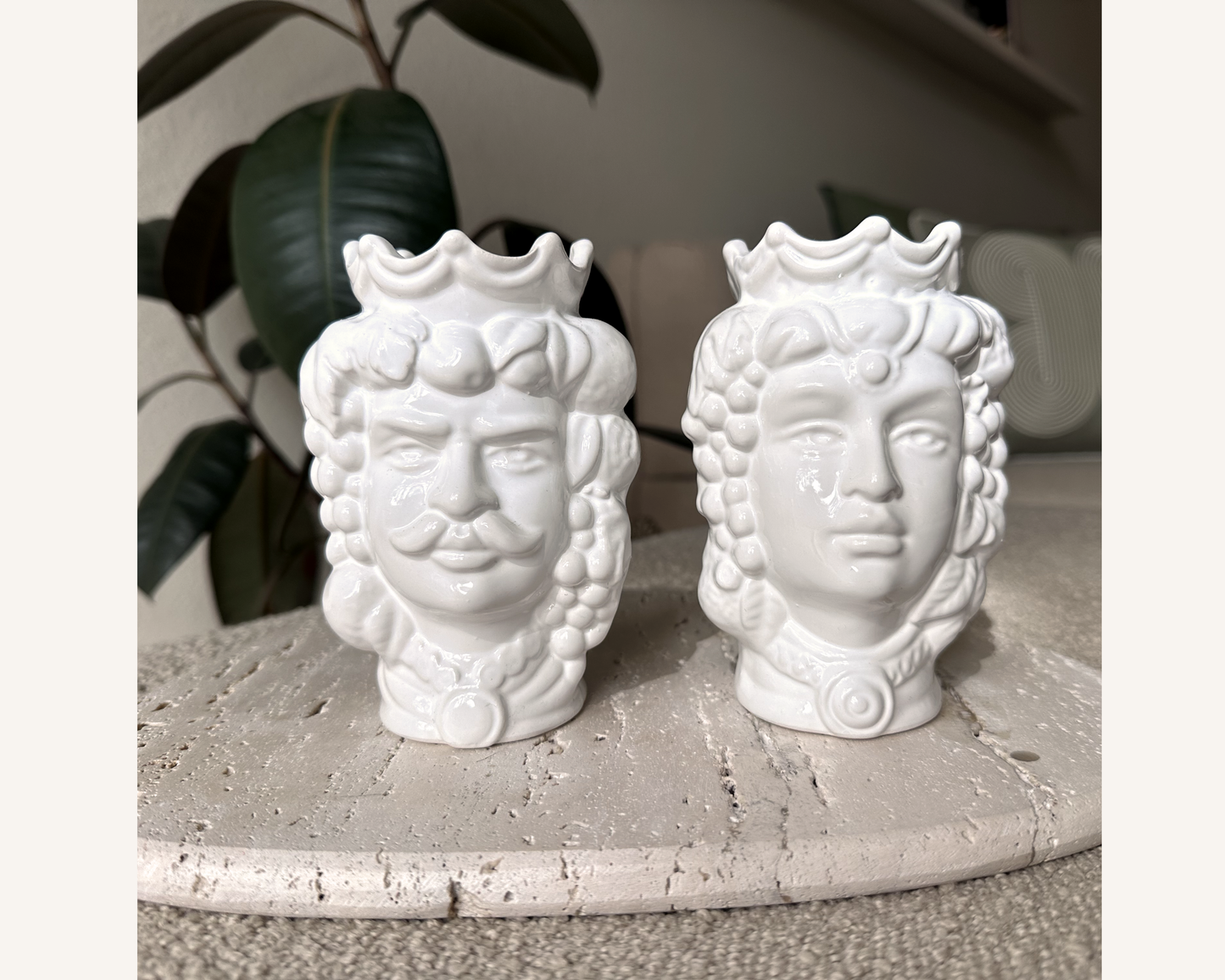 Sicilian Moor Head Vase — Black (Pair, 5.5 in)