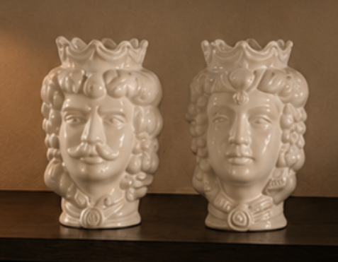 White Sicilian Moor Heads – Large Pair | 7"