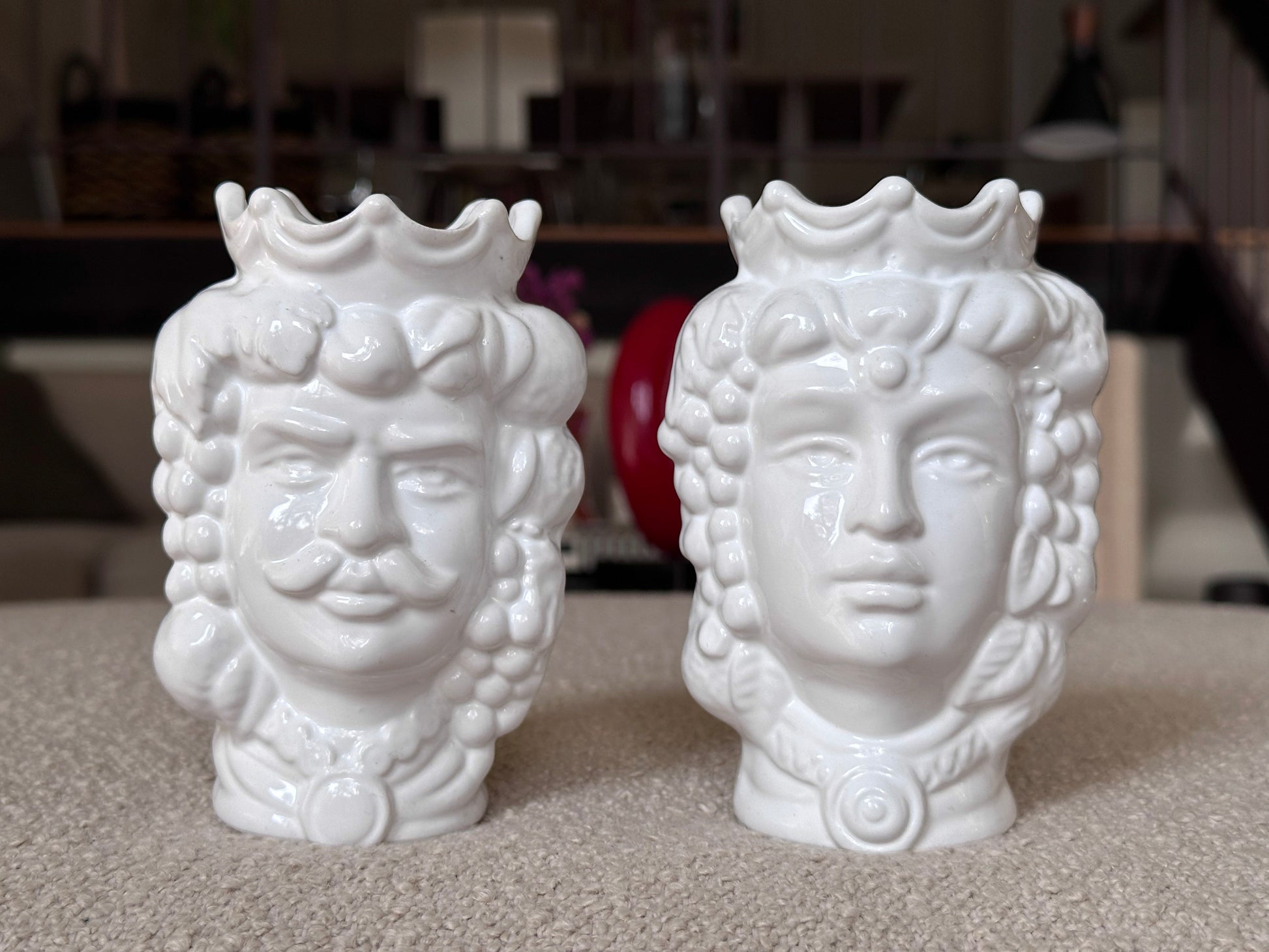 Mediterranean decor white ceramic sculptural vases
