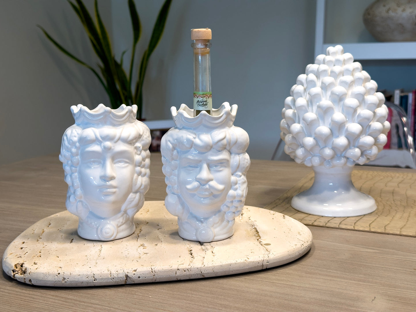 Sicilian Moor Head Vase — White (5.5 in Pair)