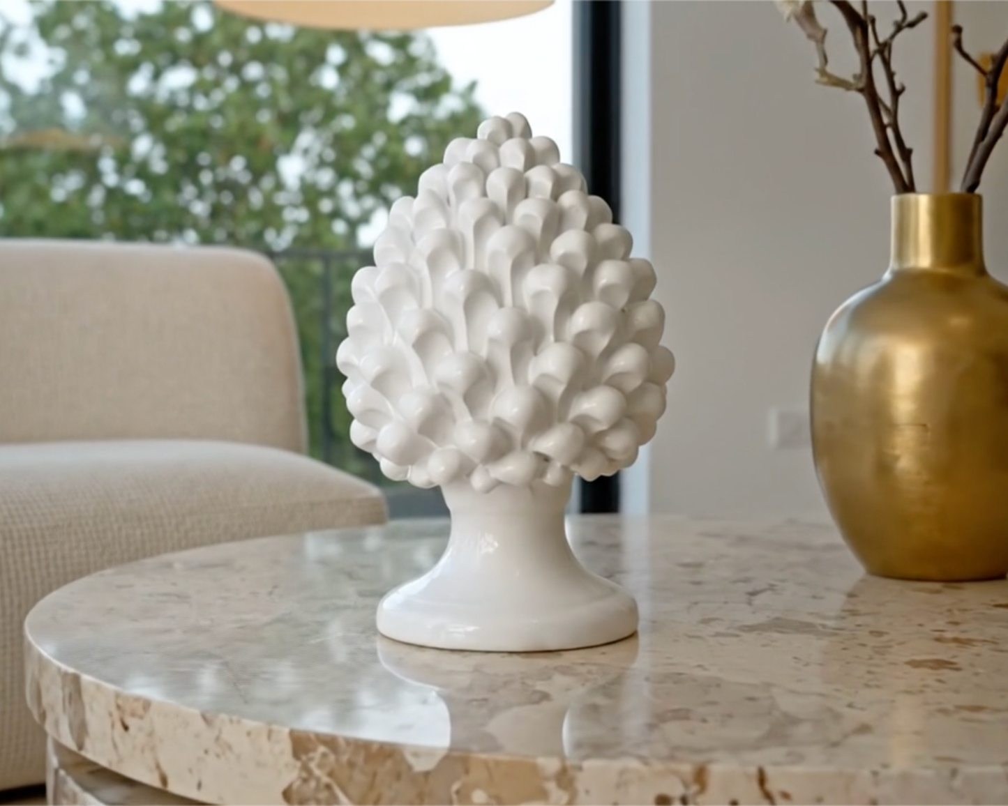 Sicilian Ceramic Pine — White (20 cm)