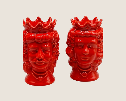 Sicilian Moor Head Vase — Red (Pair)
