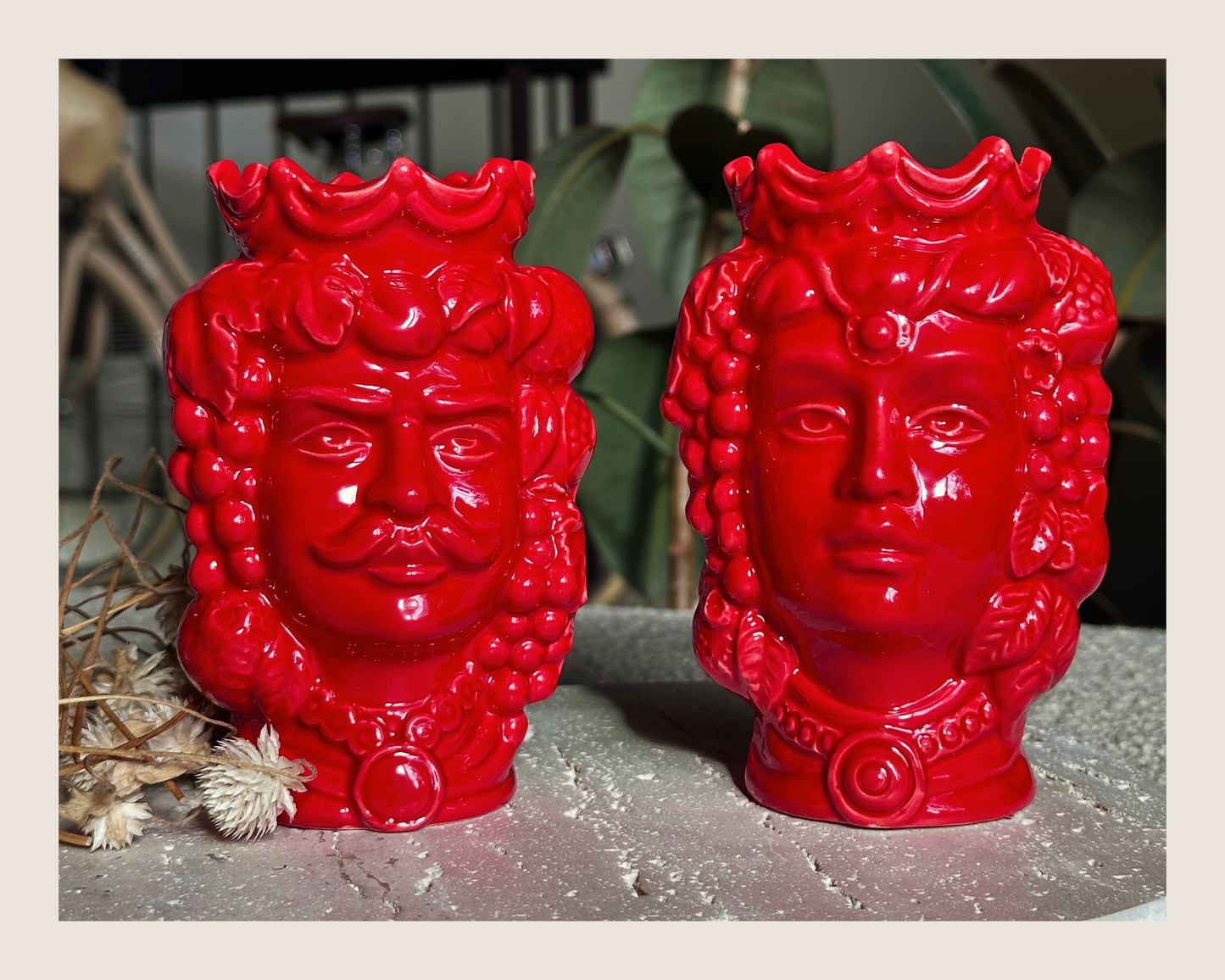 Sicilian Moor Head Vase — Red (5.5 in Pair) - PRE-ORDER