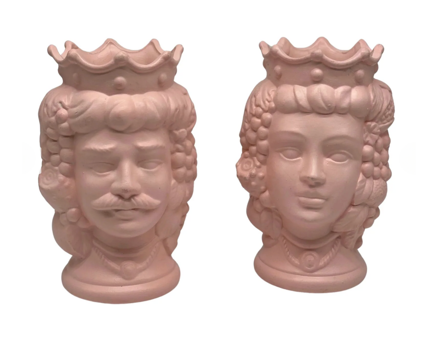 Large Sicilian Moor Heads (Pair) | Matte Rose | Handmade in Italy