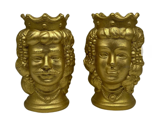 Large Sicilian Moor Heads (Pair) | Matte Gold | Handmade in Italy